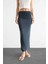 Slim Fit Dar Kesim Yırtmaçlı Midi Etek F8335AX25SM 1