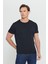 Erkek Siyah %100 Pamuk Slim Fit Dar Kesim Bisiklet Yaka Tişört 5
