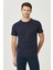 Erkek Lacivert %100 Pamuk Slim Fit Dar Kesim Bisiklet Yaka Tişört 4