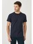 Erkek Lacivert %100 Pamuk Slim Fit Dar Kesim Bisiklet Yaka Tişört 9