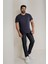 Erkek Lacivert %100 Pamuk Slim Fit Dar Kesim Bisiklet Yaka Tişört 3
