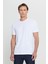 Erkek Beyaz %100 Pamuk Slim Fit Dar Kesim Bisiklet Yaka Tişört 4
