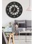 Modern Siyah Dekoratif Kuşlu Ahşap Duvar Saati ve Tablo Seti 48X48CM Yuvarlak Tasarım 3