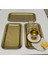 3 Adet Gold Renk Büyük Dikdörtgen Model Çelik Servis ve Sunum Tepsisi 17*33 cm 1