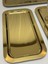 3 Adet Gold Renk Büyük Dikdörtgen Model Çelik Servis ve Sunum Tepsisi 17*33 cm 2