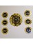 Gold Duvar Saati 40 cm Burgu 18X18 cm Sabret, Şükret, Dua Et, Allah, Muhammed, Vav 7 Li Tablo Set 2