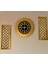Dekoratif Duvar Saati 100 x 60 cm Gold 3 Lü Set 50 cm Türk Rakamlı Saat, 25X60 cm 2 Ad. Petek Tablo 5