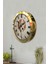 Hediyelik 36 cm Gold Metal Çiçekli Duvar Saati 2