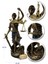 Hediyelik Dekoratif Obje Heykel Biblo Adalet Terazisi Heykeli Themis 20 Cm. Antik Gold & Antik Mavi 3