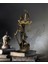 Hediyelik Dekoratif Obje Heykel Biblo Adalet Terazisi Heykeli Themis 20 Cm. Antik Gold & Antik Mavi 6