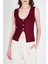 Bordo Düğme Detaylı V Yaka Bluz 018 4