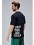 Mahone Siyah Bisiklet Yaka Baskılı Oversize Erkek Tshirt 2