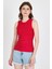 Kırmızı Taş Işleme Detaylı Halter Yaka Örme Atlet 0349 2