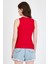 Kırmızı Taş Işleme Detaylı Halter Yaka Örme Atlet 0349 5