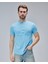 Joplın Mavi Bisiklet Yaka Baskılı Standard Fit Erkek Tshirt 1