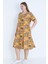 Çiçek Desenli Kısa Kollu Pamuklu Büyük Beden Elbise 3