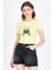 Sarı Ayıcık Baskılı Leopar Detaylı Slim Fit Crop Tişört 0549 1