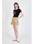 Siyah Ayıcık Baskılı Leopar Detaylı Slim Fit Crop Tişört 0549 3