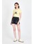 Sarı Ayıcık Baskılı Leopar Detaylı Slim Fit Crop Tişört 0549 3