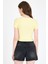 Sarı Ayıcık Baskılı Leopar Detaylı Slim Fit Crop Tişört 0549 5
