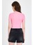 Pembe Leopar Fiyonk Baskılı Taş Detaylı Slim Fit Crop Tişört 0549-1 5