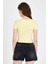 Sarı Leopar Fiyonk Baskılı Taş Detaylı Slim Fit Crop Tişört 0549-1 5