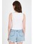 Ekru Fiyonk Işlemeli Crop Örme Atlet 0849 5
