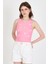 Pembe Fiyonk Işlemeli Crop Örme Atlet 0849 1