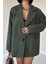 Haki Çizgili Oversize Ceket 3
