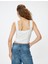 Yeni Sezon Crop Üst Kolsuz Dokulu Düğmeli Dantel Detaylı Slim Fit 4