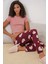 4323 Desenli Pijama Altı - Bordo 1