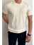 Erkek Beyaz Slim Fit Bisiklet Yaka Triko T-Shirt 1