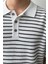 Erkek Beyaz Çizgili Düğmeli Regular Fit Triko T-Shirt 3