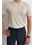 Erkek Bej Slim Fit Bisiklet Yaka Triko T-Shirt 2