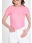 Pembe Bisiklet Yaka Taş Işleme Detaylı Slim Fit Crop Tişört 1149 4