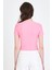 Pembe Bisiklet Yaka Taş Işleme Detaylı Slim Fit Crop Tişört 1149 5