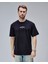 Dymond Siyah Bisiklet Yaka Baskılı Oversize Erkek Tshirt 1