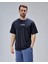 Dymond Antrasit Bisiklet Yaka Baskılı Oversize Erkek Tshirt 1