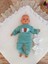 Yenidoğan Wool Yün Kumaş Taç Nakışlı Güpür Duvaklı Fiyonk Prizma Taş Unisex Kundak Bebek Battaniyesi Bej 4