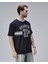 Camden Siyah Bisiklet Yaka Baskılı Oversize Erkek Tshirt 3
