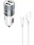 2.1A 10 Watt 2 x USB 1 mt Type-C Kablo Araç Içi Şarj AC38 1