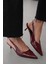 Clove Sivri Burun Kısa Topuklu Lastikli Kadın Stiletto- Bordo 1