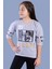 Kız Çocuk Kolları Kesik Detaylı Baskılı Tişört 1