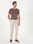 Erkek Bej Carrot Fit Ekose %100 Keten Spor Pantolon 50298898-VR011 3