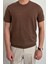 Erkek Kahverengi Slim Fit Bisiklet Yaka Triko T-Shirt 1