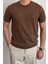 Erkek Kahverengi Slim Fit Bisiklet Yaka Triko T-Shirt 2