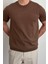 Erkek Kahverengi Slim Fit Bisiklet Yaka Triko T-Shirt 3