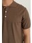 Erkek Kahverengi Düğmeli Regular Fit Triko T-Shirt 3