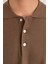 Erkek Kahverengi Düğmeli Regular Fit Triko T-Shirt 4