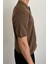 Erkek Kahverengi Düğmeli Regular Fit Triko T-Shirt 6